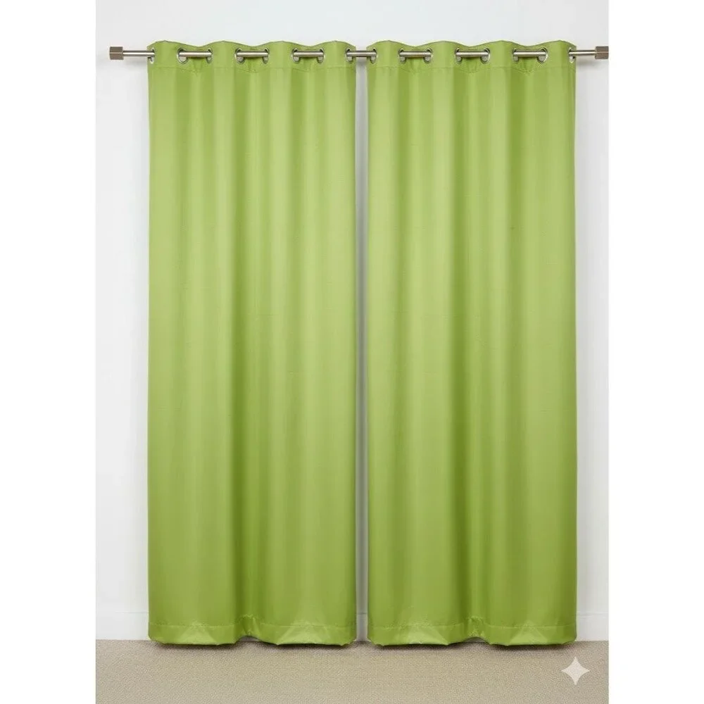 NWOT IKEA MARIAM Curtains 2 Panels Olive Green Grommet Top 100% Cotton Decor